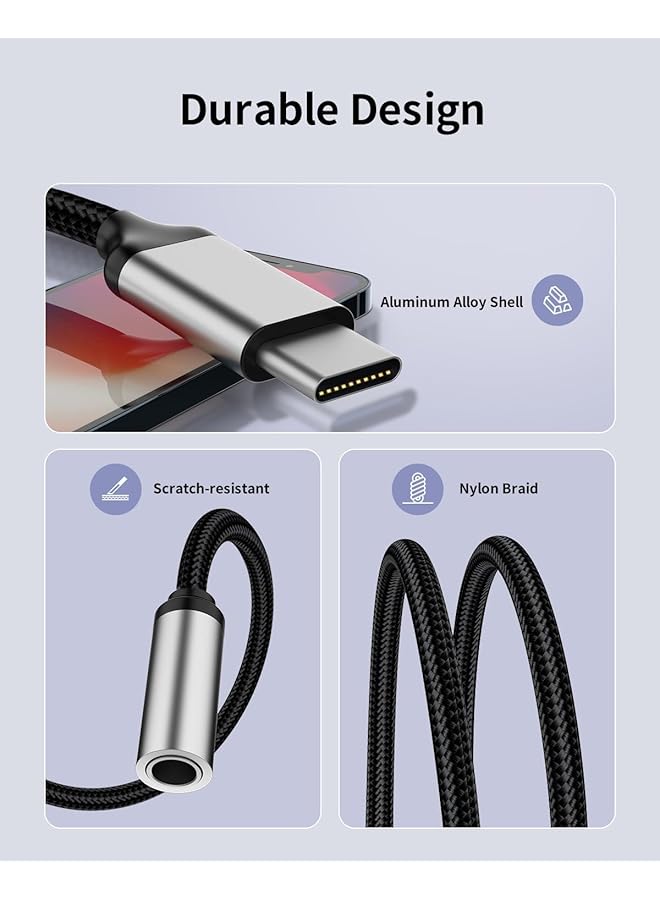 erorex Usb C To 3.5Mm Audio Headphone Jack Adapter Usb Type C Male To 3.5Mm Digital Audio Adapter Cable Hifi Dac Braided Cable Cord For Samsung Galaxy S22 S21 Iphone 15 14 13 Ipad Macbook Pixel 5 6 - Image 2