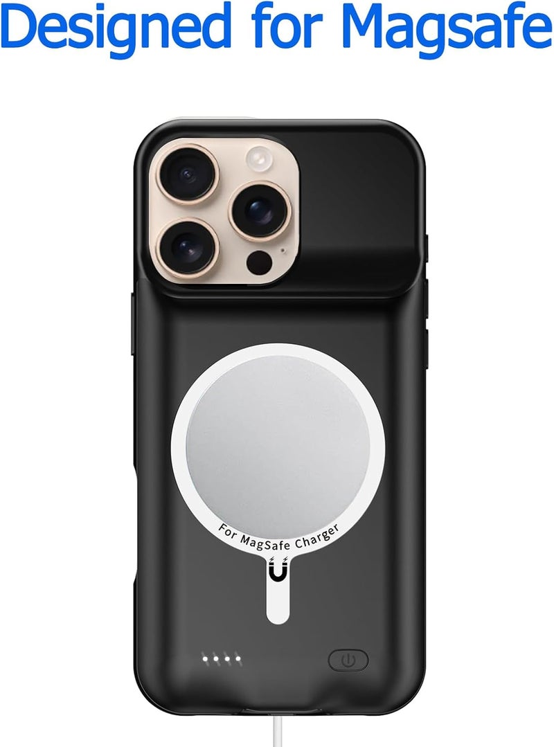 MAXBEAR Battery Case for iPhone 16 Pro Max, 12000mAh Protective Charging Case with Wireless Charging Compatible with iPhone 16 Pro Max (6.9 inch) Rechargeable Battery Pack Charger Cover with Carplay (Black) - Image 5