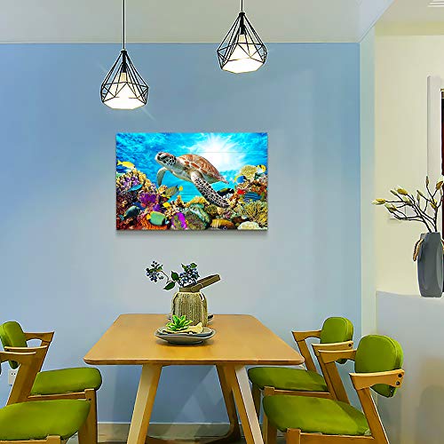 DZRWUBHS Family Wall Decor For Bedroom Family Canvas Wall Art For Bathroom Sea Turtles Wall Pictures Artwork Office Canvas Art Blue Ocean Wall Painting Modern Living Room Kitchen Home Decorations 12x16 Inch - Image 2