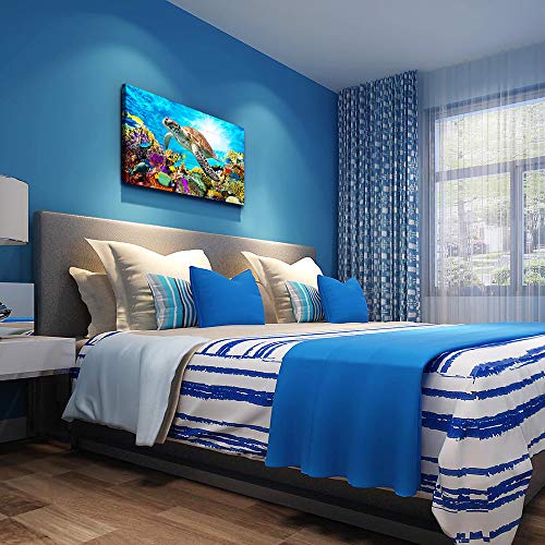 DZRWUBHS Family Wall Decor For Bedroom Family Canvas Wall Art For Bathroom Sea Turtles Wall Pictures Artwork Office Canvas Art Blue Ocean Wall Painting Modern Living Room Kitchen Home Decorations 12x16 Inch - Image 5