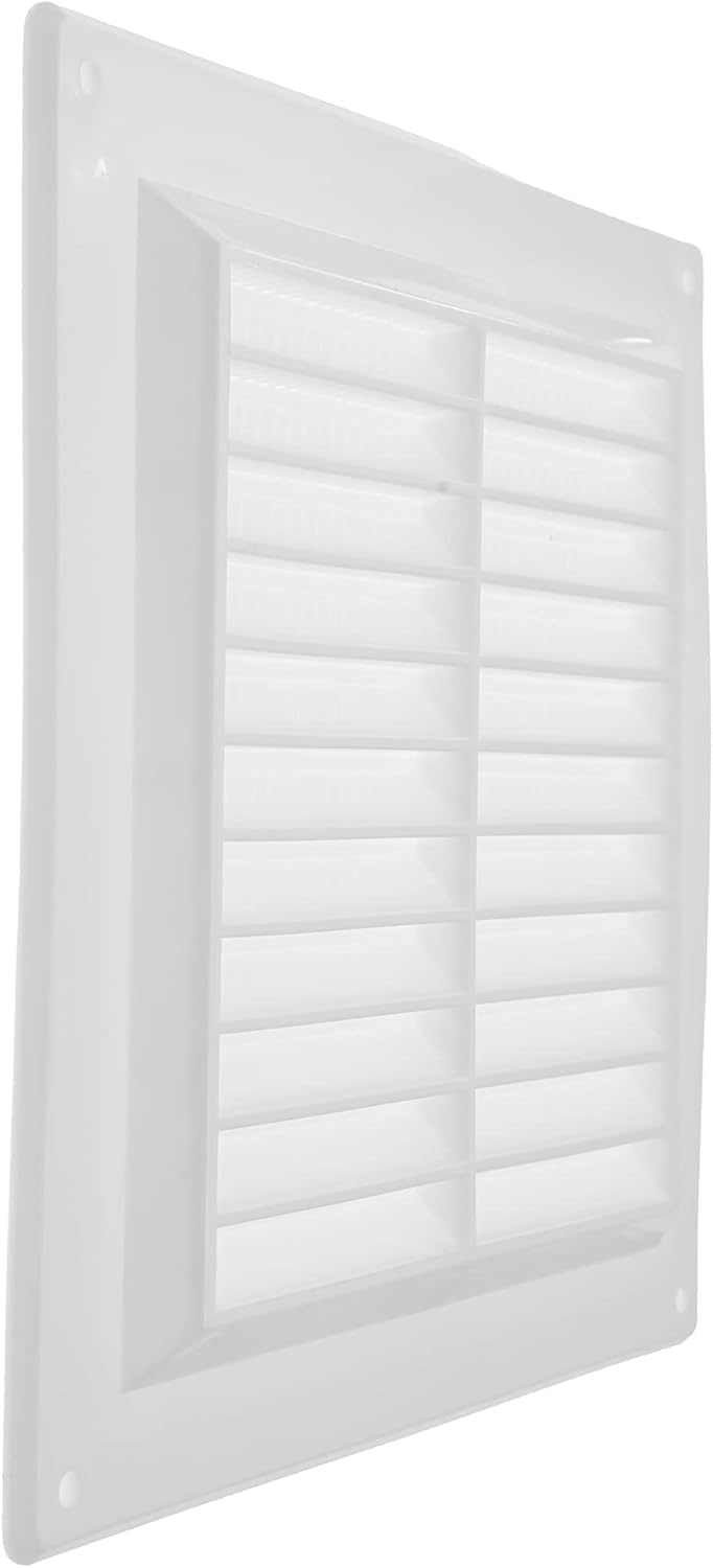 Repa Market 4 x 4 Inch Inside Dimensions Plastic White  Vent Cover  Square Duct Cover  Air Vent Louver  Protective Screen Mesh  HVAC Ventilation 6 x 6 Outside Dimensions