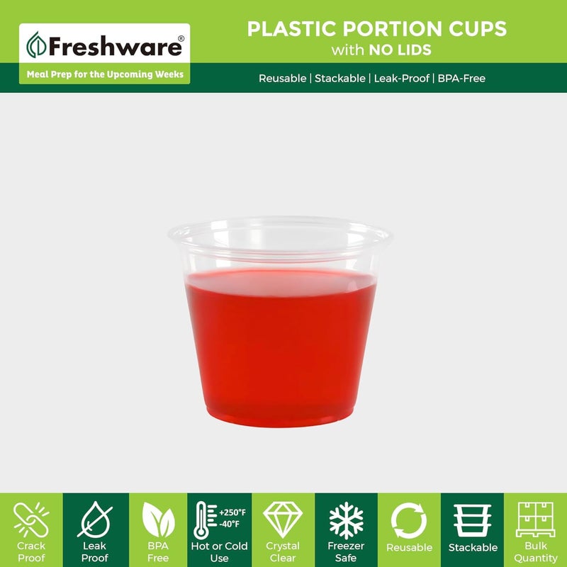 Freshware Plastic Portion Cups (No Lids) [5.5 Ounce, 250 Count] Disposable Plastic Cups for Meal Prep, Salad Dressing, Jellos Shot Cups, Souffle Cups, Condiment and Dipping Sauce Cups - Image 2