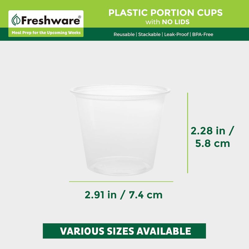 Freshware Plastic Portion Cups (No Lids) [5.5 Ounce, 250 Count] Disposable Plastic Cups for Meal Prep, Salad Dressing, Jellos Shot Cups, Souffle Cups, Condiment and Dipping Sauce Cups - Image 3