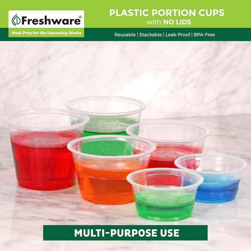 Freshware Plastic Portion Cups (No Lids) [5.5 Ounce, 250 Count] Disposable Plastic Cups for Meal Prep, Salad Dressing, Jellos Shot Cups, Souffle Cups, Condiment and Dipping Sauce Cups - Image 5