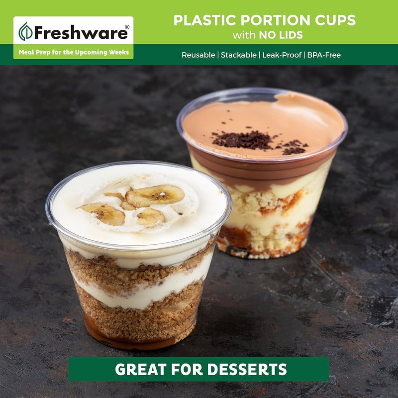 Freshware Plastic Portion Cups (No Lids) [5.5 Ounce, 250 Count] Disposable Plastic Cups for Meal Prep, Salad Dressing, Jellos Shot Cups, Souffle Cups, Condiment and Dipping Sauce Cups - Image 4