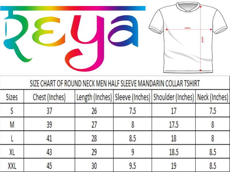 REYA Mens Cotton Half Sleeve Regular fit Mandarin Collar T-Shirt Maroon (XL Size) - Image 5