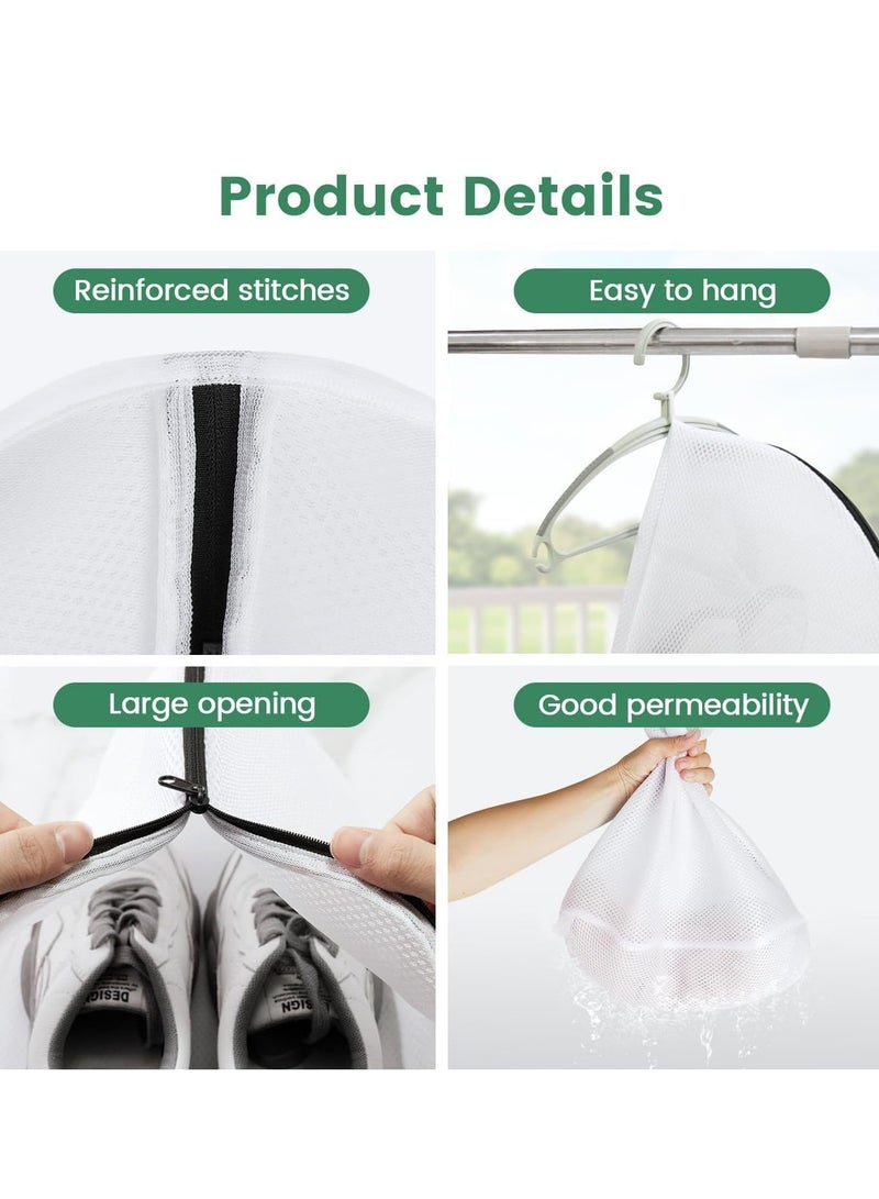 Oasisgalore 2 Pack White Reusable Mesh Laundry Bags with Zipper for Shoes, Socks, Delicates - Image 3