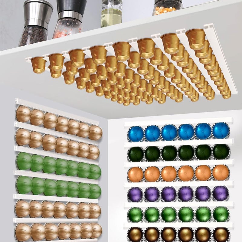 Vomelon Coffee Pod Holder, Capsule Organizer for Counter,10-Pack Coffee Pods Storage/Organizers,Wall Mount with Adhesives,Coffee Station Fridge RV Kitchen-White - Image 1