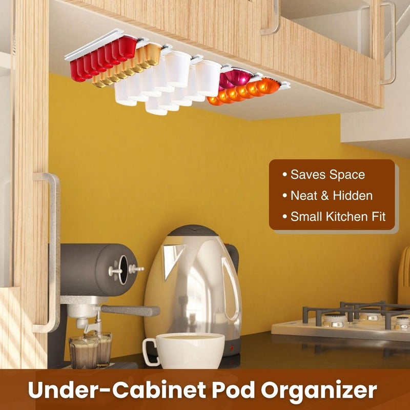 Vomelon Coffee Pod Holder, Capsule Organizer for Counter,10-Pack Coffee Pods Storage/Organizers,Wall Mount with Adhesives,Coffee Station Fridge RV Kitchen-White - Image 5