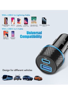Gzar Gzar Car Charger Adapter 42.5W Super Fast Car Charger USB C Fast Charging USB C Car Charger In Car Type C Fast Charger Plug for Samsung S20 Plus  - Image 2