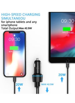 Gzar Gzar Car Charger Adapter 42.5W Super Fast Car Charger USB C Fast Charging USB C Car Charger In Car Type C Fast Charger Plug for Samsung S20 Plus  - Image 4