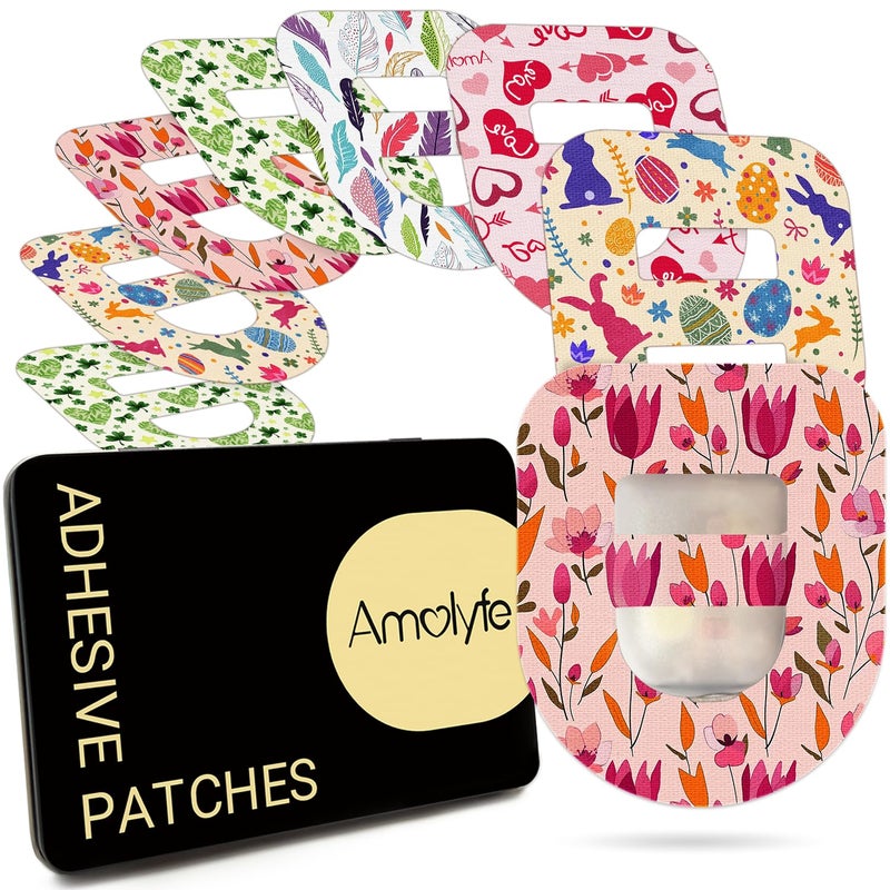 Amolyfe Omnipod 5 Adhesive Patches Waterproof, Amolyfe 20 Pack Omnipod Dash Overpatches with Stretchable Strap, Breathable, Long-Lasting Medical Adhesive, Premium Hinged Tin (Spring) - Image 1