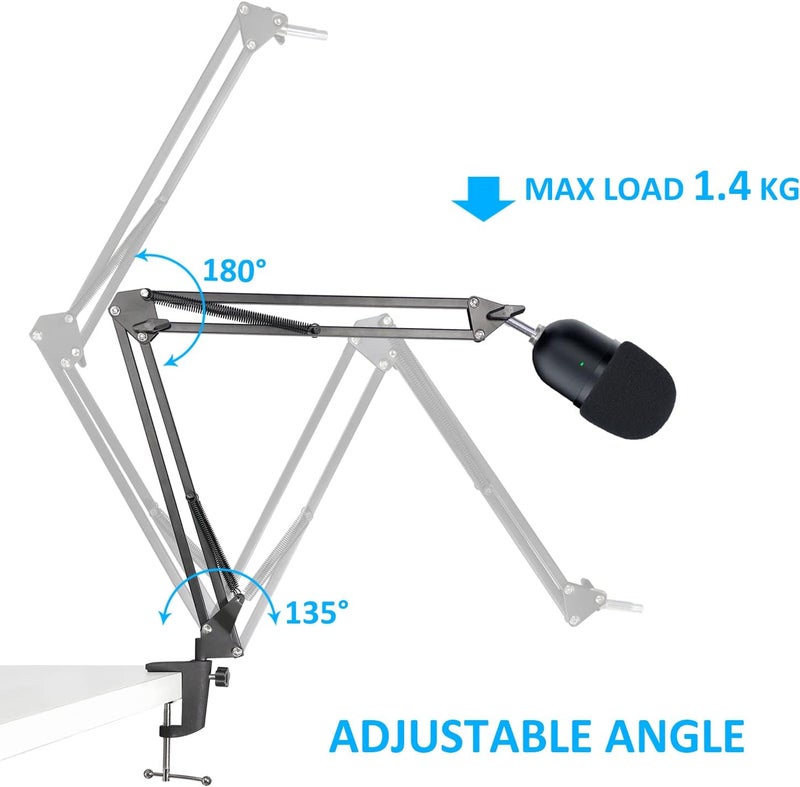 SUNMON Seiren Mini Boom Arm Mic Stand with Pop Filter, Adjustable Suspension Boom Scissor Arm Stand with Pop Filter for Razer Seiren Mini USB Streaming Microphone by - Image 4