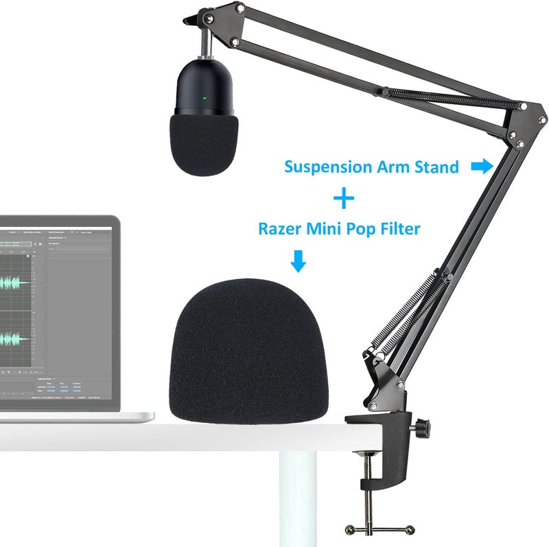 SUNMON Seiren Mini Boom Arm Mic Stand with Pop Filter, Adjustable Suspension Boom Scissor Arm Stand with Pop Filter for Razer Seiren Mini USB Streaming Microphone by - Image 3