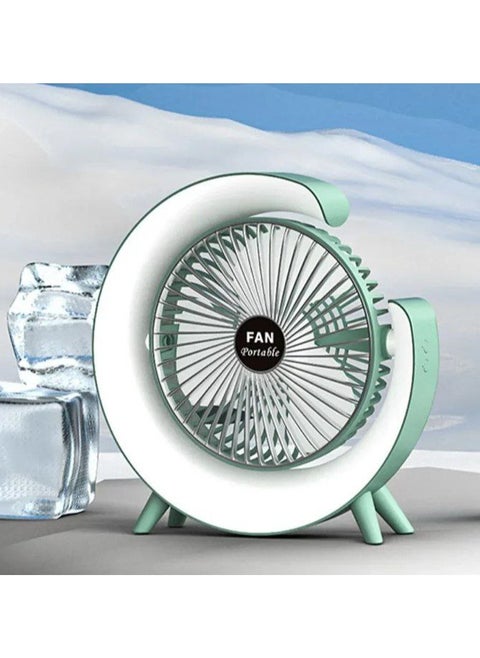 Portable Desk Fan - Compact Circular Design with USB Rechargeable Battery