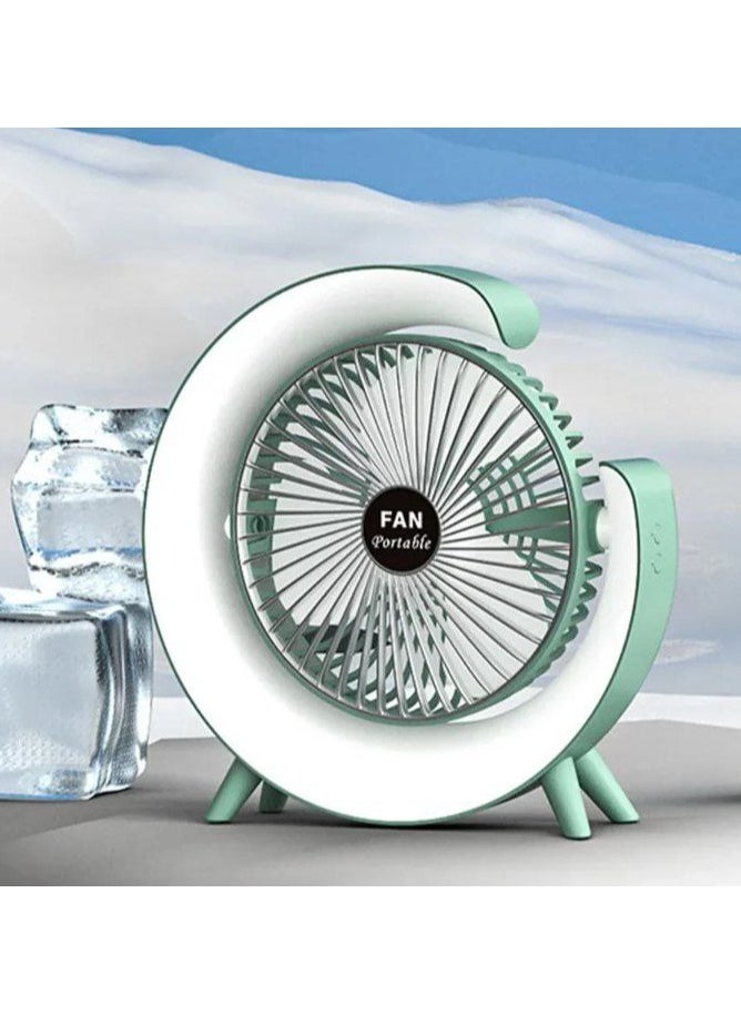 Portable Desk Fan - Compact Circular Design with USB Rechargeable Battery