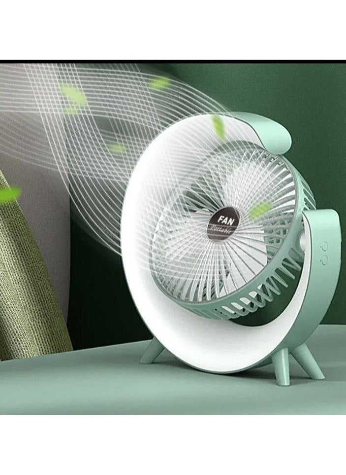 Portable Desk Fan - Compact Circular Design with USB Rechargeable Battery
