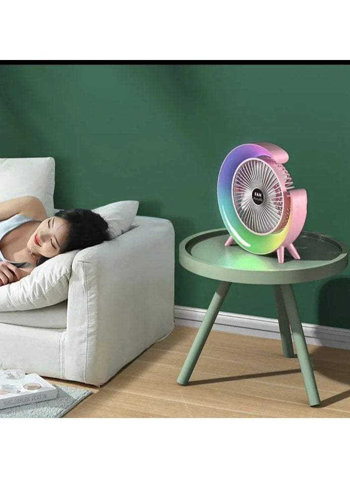 Portable Desk Fan - Compact Circular Design with USB Rechargeable Battery