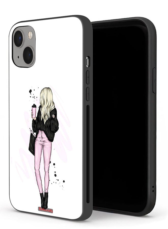 Tolwak Apple iPhone 13 Protective Case Girl Holding Coffee Cup Art - Image 1