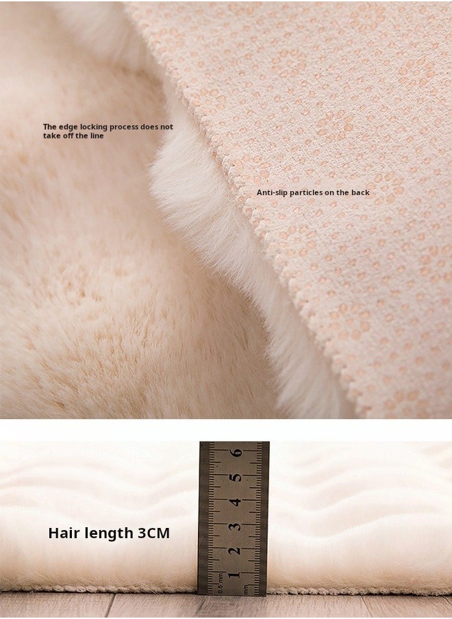 AVHUGOO Round carpet suitable for living room sofa, coffee table, bedroom dressing room, dressing table, Beige 90 * 90CM  - Image 4