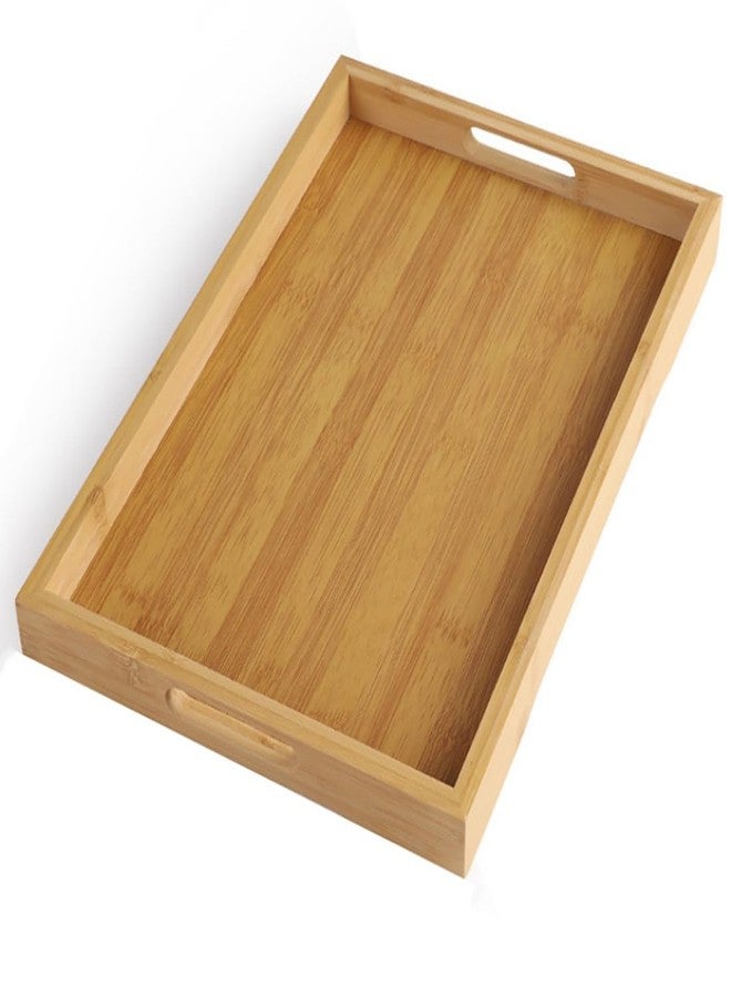 RT&BS Large Bamboo Bread Tray, Bamboo Barbecue Tray with Handles, Bamboo Tea Trays, Basket Trays for Food, Drinks, Decor, Vanity in Kitchen, Dining Room, Restaurant, Bar, Cafés, Bathroom - Image 1