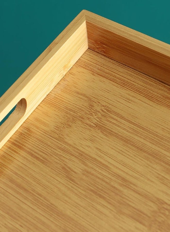 RT&BS Large Bamboo Bread Tray, Bamboo Barbecue Tray with Handles, Bamboo Tea Trays, Basket Trays for Food, Drinks, Decor, Vanity in Kitchen, Dining Room, Restaurant, Bar, Cafés, Bathroom - Image 5