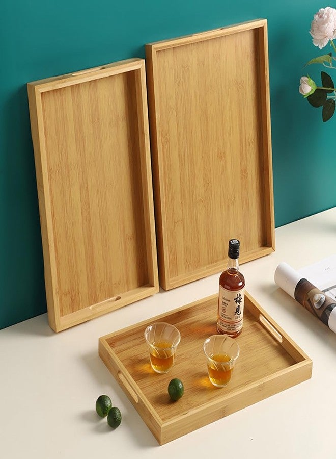 RT&BS Large Bamboo Bread Tray, Bamboo Barbecue Tray with Handles, Bamboo Tea Trays, Basket Trays for Food, Drinks, Decor, Vanity in Kitchen, Dining Room, Restaurant, Bar, Cafés, Bathroom - Image 4