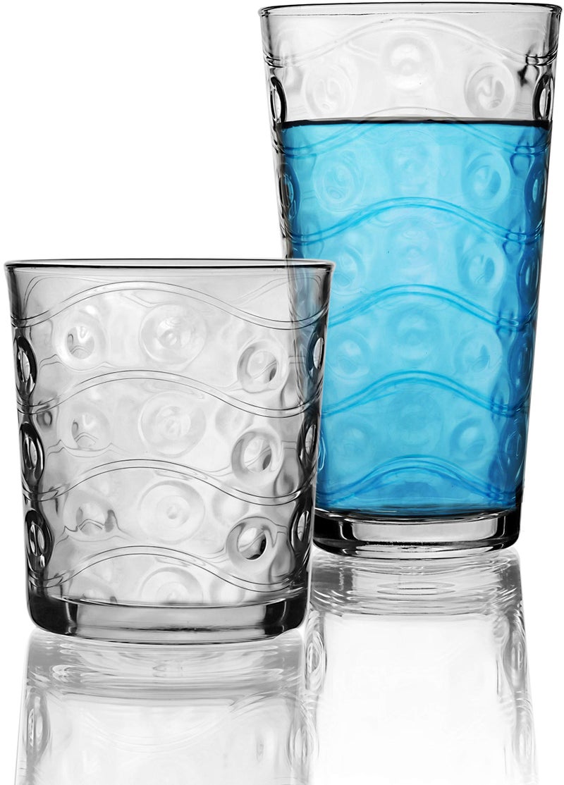 Circleware Cosmo Huge 12Piece Glassware Set of Highball Tumbler Drinking Glasses and Whiskey Cups for Water Beer Juice Ice Tea Beverages 61575 oz  6125 oz Parade