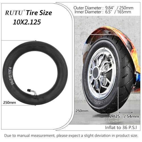 RUTU 10x2.125 inner tubes - Heavy-Duty 10x2 10x2.125 Inner Tube Replacement for 2-Wheel Self-Balancing Electric Scooter, Kid's Bike, Trike, Strollers, Most Scooter tire Tubes 2-Pack - Image 2