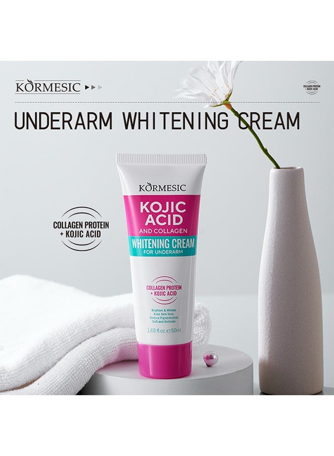 Kormesic Kojic Acid and Collagen Whitening Cream for Underarm, reduce the appearance of dark spots and uneven pigmentation, 50ml - Image 2