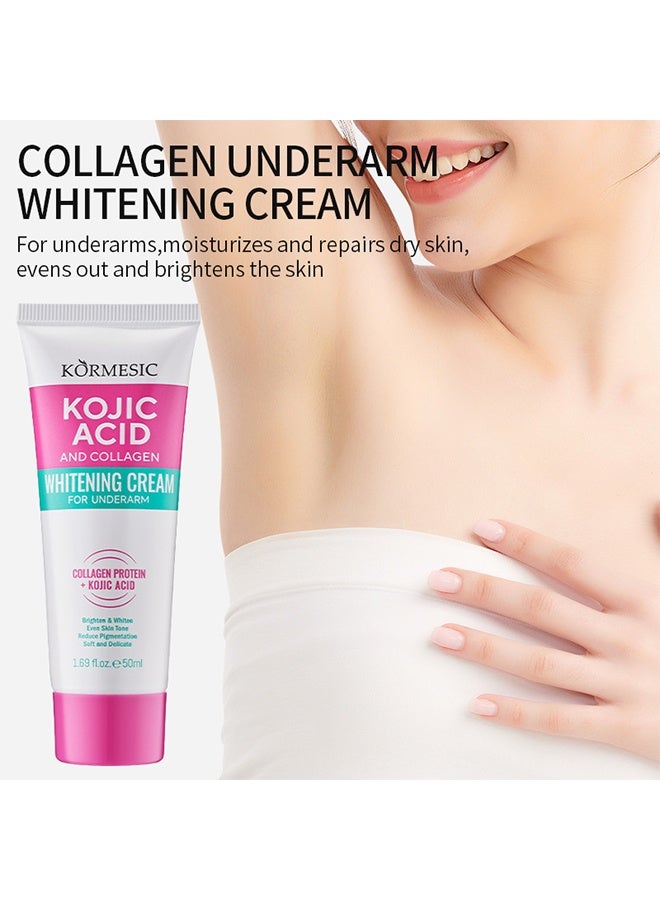 Kormesic Kojic Acid and Collagen Whitening Cream for Underarm, reduce the appearance of dark spots and uneven pigmentation, 50ml - Image 1