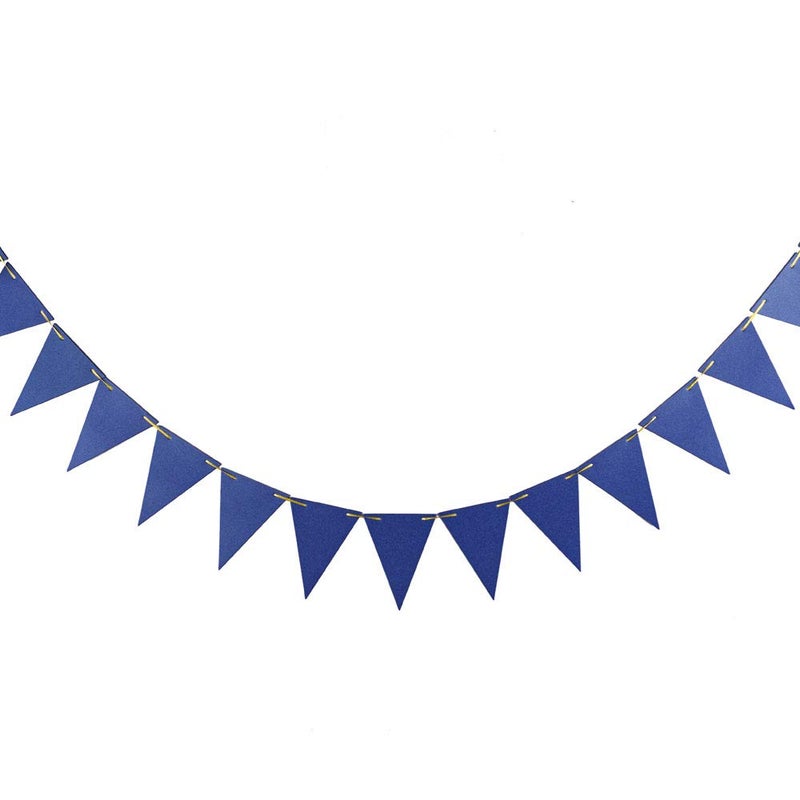 ZOOYOO 20 Feet Blue Glitter Pennant Banner Paper Triangle Flags Bunting for Baby Birthday Party Wedding Decor Baby Shower 30pcs Flags Pack of 1