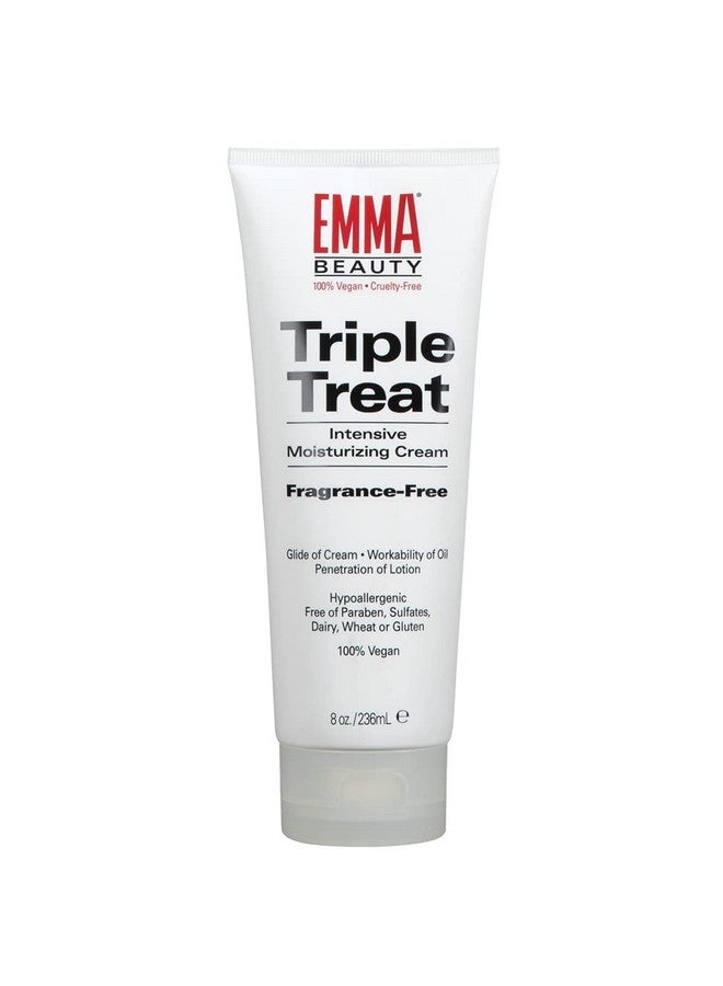 EMMA BEAUTY Triple Treat Intensive Moisturizing Cream For Hand & Body Fragrancefree Unscented Lotion Hydrating Hypoallergenic Moisturizer For Dry Sensitive Skin 100% Vegan & Crueltyfree 8 Oz  - Image 1