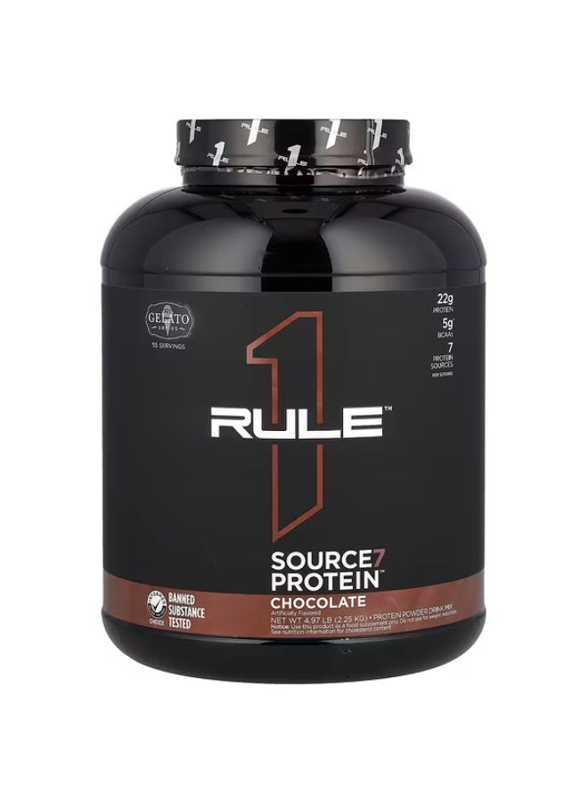 Rule 1 Proteins Rule One Proteins, Source7 Protein Powder Drink Mix, Chocolate, 4.97 lb (2.25 kg) - Image 1