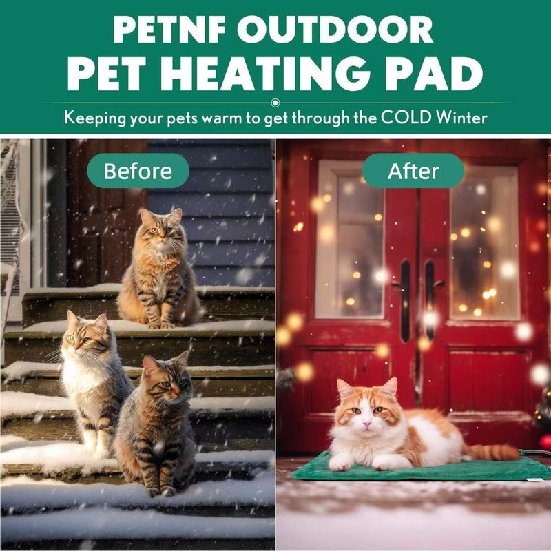 petnf Outdoor Heated Pet Bed with Waterproof Cover,Pet Heating Pads for Dog,Soft Electric Blanket Auto Temperature Control,Heating Mat for Dog House Cabin Cot Doorway,Rescue Cats,Green - Image 2