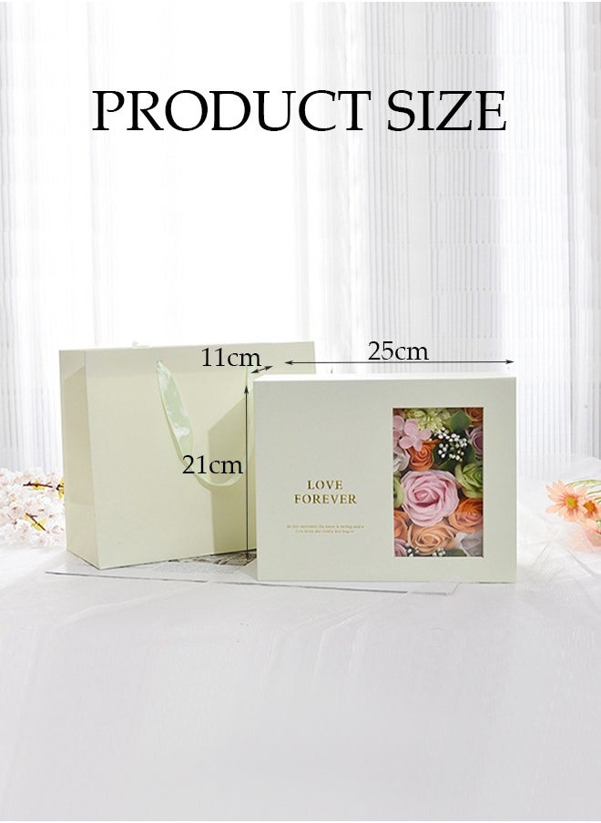 DUNISO Artificial Rose Flower Gift Box ,Eternal Flower Box, Beautiful Korean Floral Art Gift Box ,With Windows For Valentine's Day,Birthday,or Wedding,Green  - Image 2