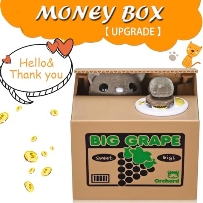 HmiL-U Cat Stealing Money Bank, Piggy Bank for Kids, Coin Bank for Money Saving, Automatic Stealing Money with English Speaking, Creative Gift (Grape Cat) - Image 3