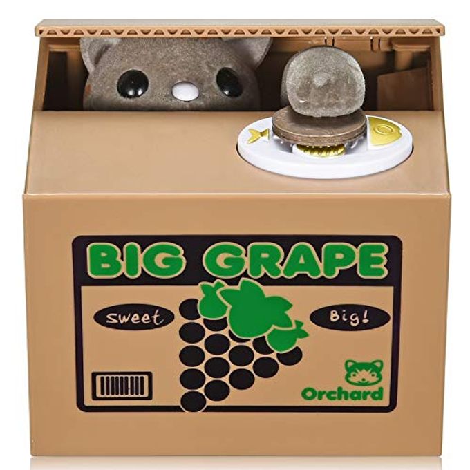 HmiL-U Cat Stealing Money Bank, Piggy Bank for Kids, Coin Bank for Money Saving, Automatic Stealing Money with English Speaking, Creative Gift (Grape Cat) - Image 1