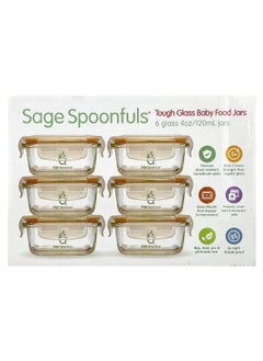 Sage Spoonfuls Sage Spoonfuls, Tough Glass Baby Food Jars, 6 Pack, 4 oz (120 ml) Each  - Image 1