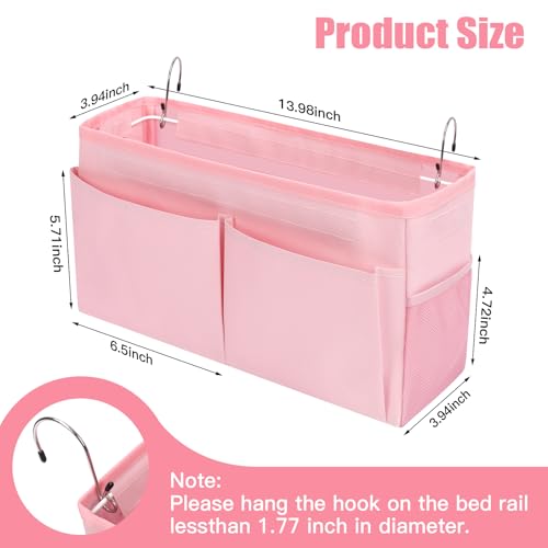 Chewlish Bedside Caddy Organizer with Fixed Straps Bunk Bed Caddy ideal for Home Bunk Bed Dorm Hospital Crib Versatile Bedside Storage Solution Pink - Image 3