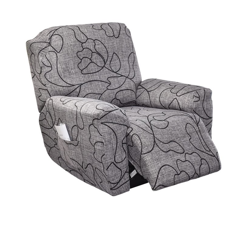 NILUOH Stretch Recliner Cover 4 Pieces Electric Power Lift Recliner Chair Cover Reclining Couch Cover Anti-Slip Fitted Furniture Protector with Side Pocket - Image 1
