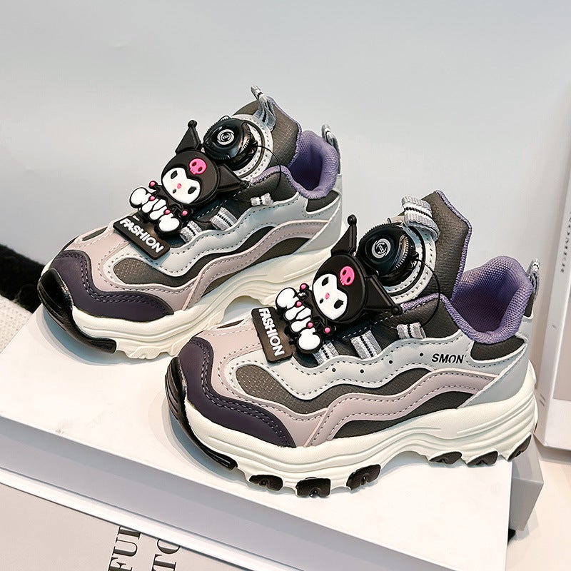Girls' Kulomi Single Sneaker Spring Non-Slip Button Shoes For Big Children Fashion All-Match Trendy - Image 2