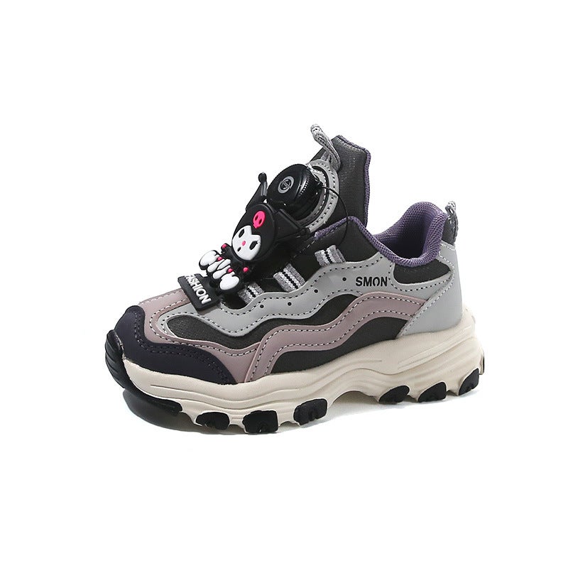 Girls' Kulomi Single Sneaker Spring Non-Slip Button Shoes For Big Children Fashion All-Match Trendy - Image 1