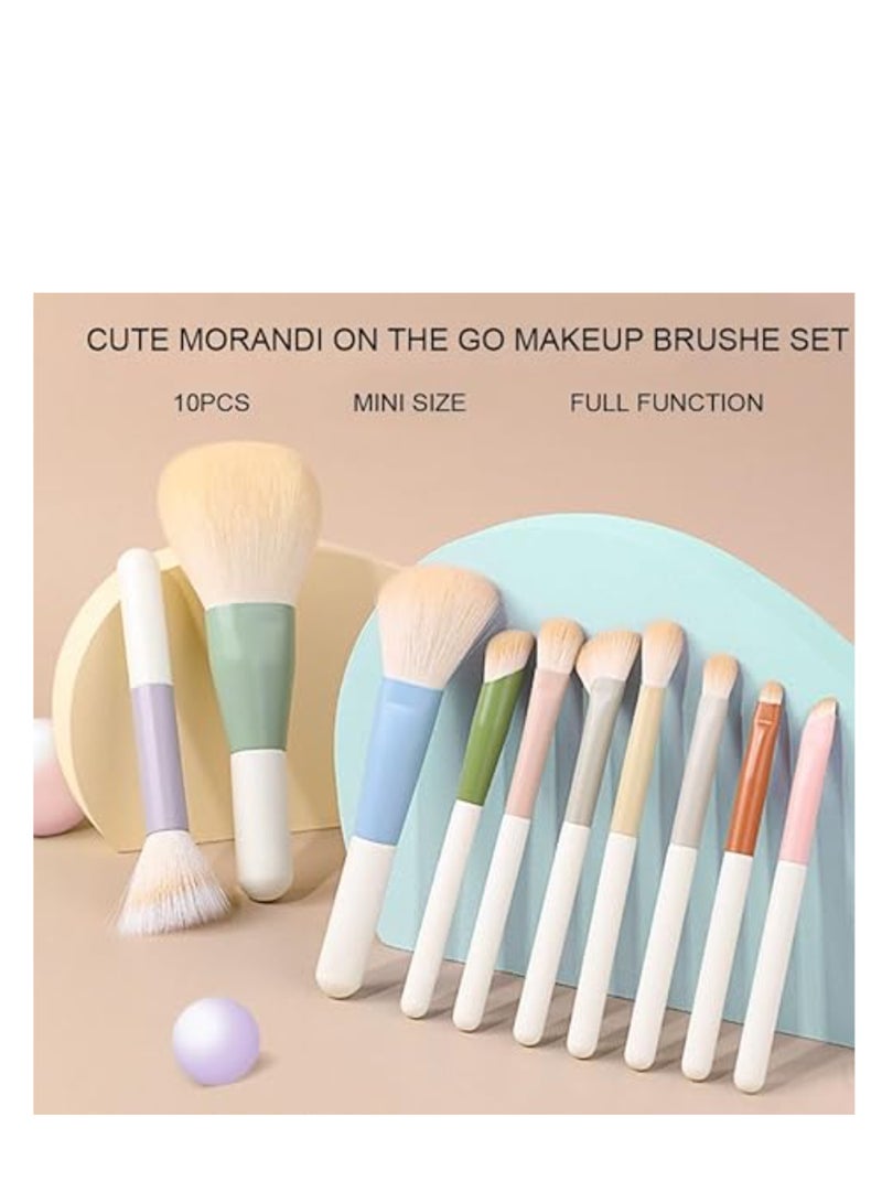 SOLARAE Makeup Brush Set, 10pcs Easy-taken Mini Full Complete Function Cosmetic Brushes Kit, Eye Shadow Brush for Blending Concealer Eyebrow Eyelash Eyeliner Premium Synthetic Make Up Brushes with Bag - Image 5