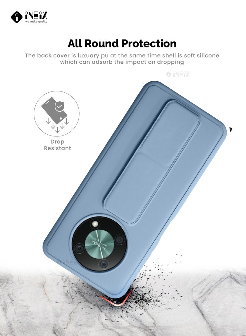 INEIX 3-in-1 Magnetic Wrist Strap Hand Grip with Stand Case Cover For Huawei Nova Y90 -Sky Blue - Image 5