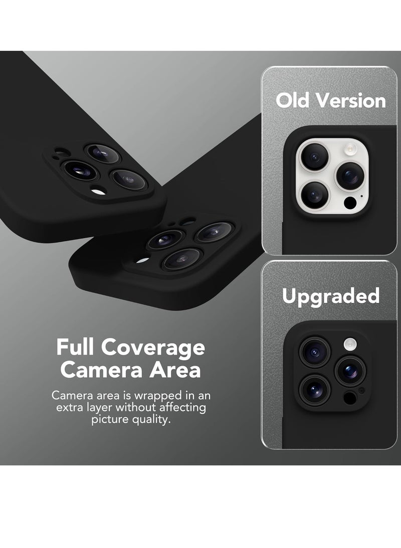 Strong Magnetic for iPhone 15 Pro Max Case Silicone, Compatible with MagSafe, [Camera Protection][2X Screen Protectors]Slim Protective Phone Case, Soft Anti-Scratch Microfiber Lining, Black