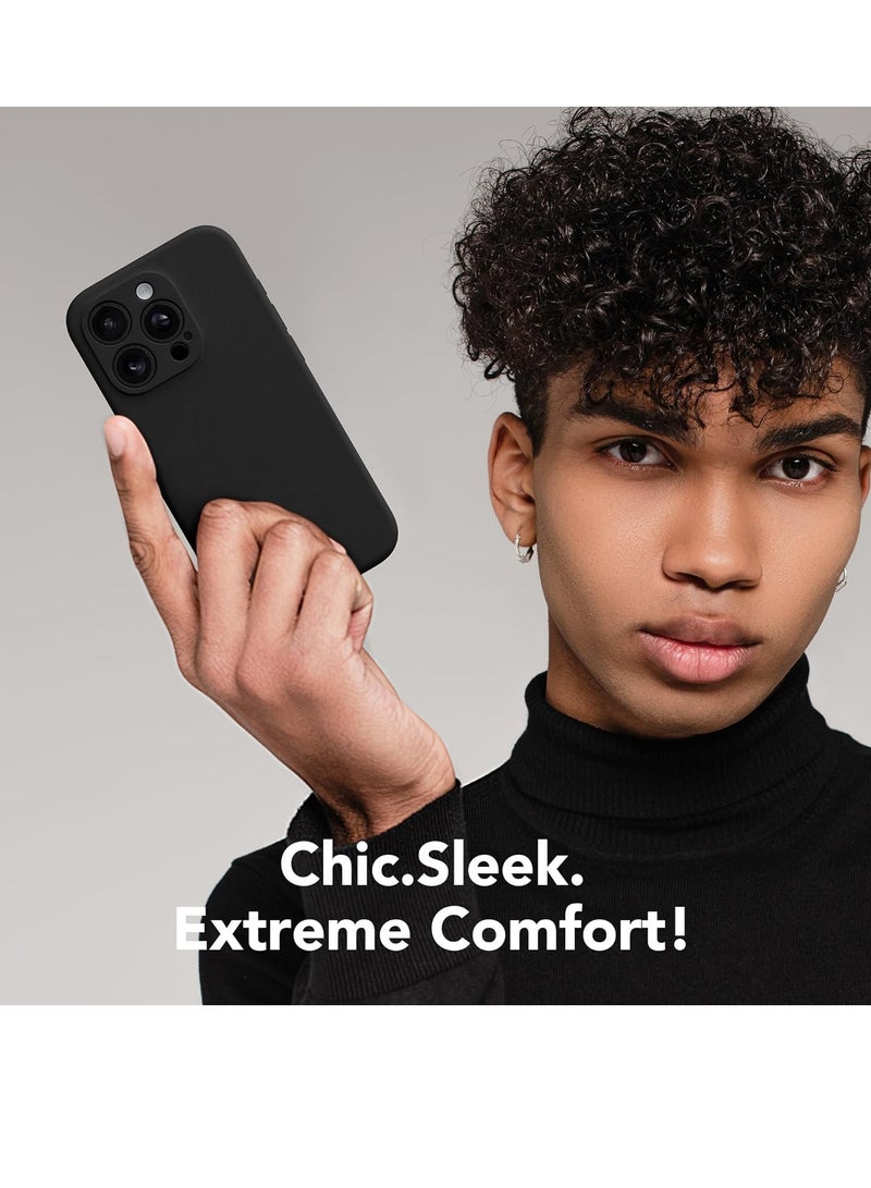 Strong Magnetic for iPhone 15 Pro Max Case Silicone, Compatible with MagSafe, [Camera Protection][2X Screen Protectors]Slim Protective Phone Case, Soft Anti-Scratch Microfiber Lining, Black