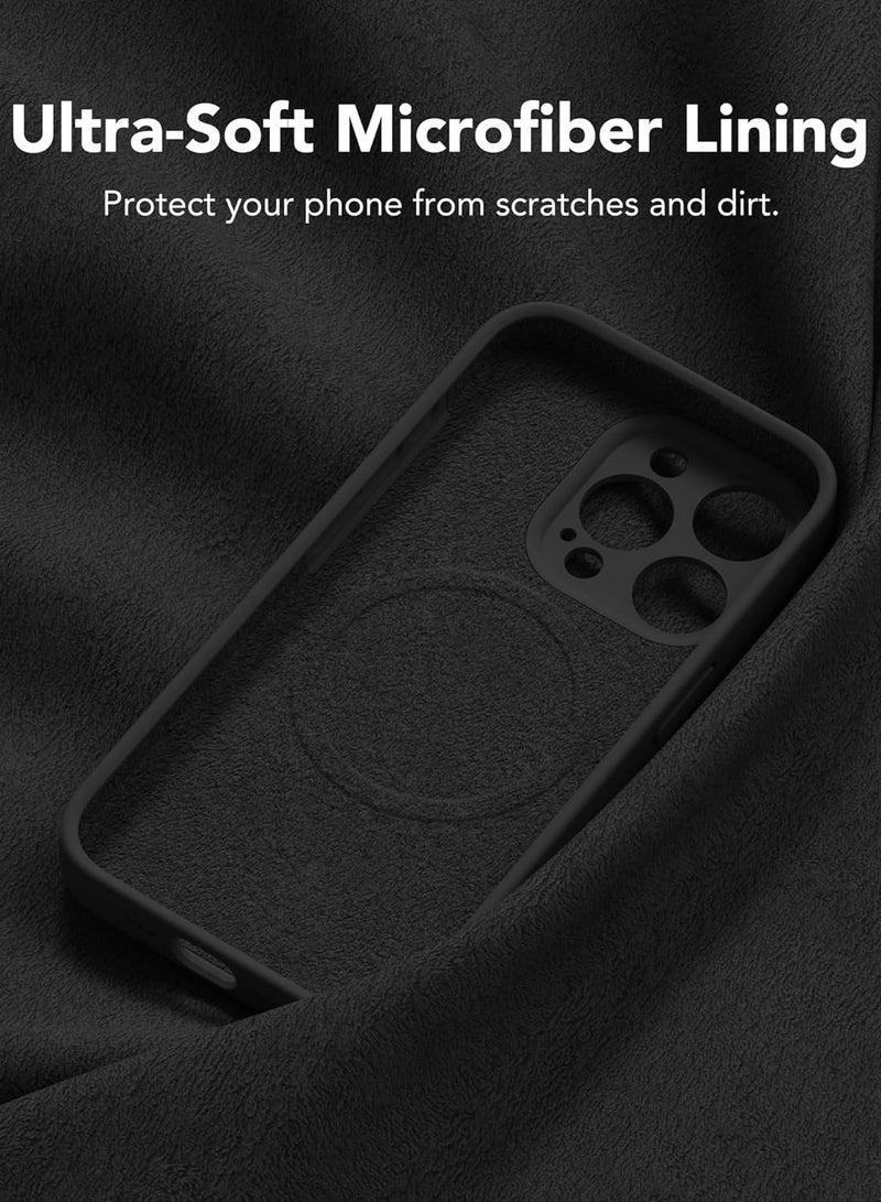 Strong Magnetic for iPhone 15 Pro Max Case Silicone, Compatible with MagSafe, [Camera Protection][2X Screen Protectors]Slim Protective Phone Case, Soft Anti-Scratch Microfiber Lining, Black