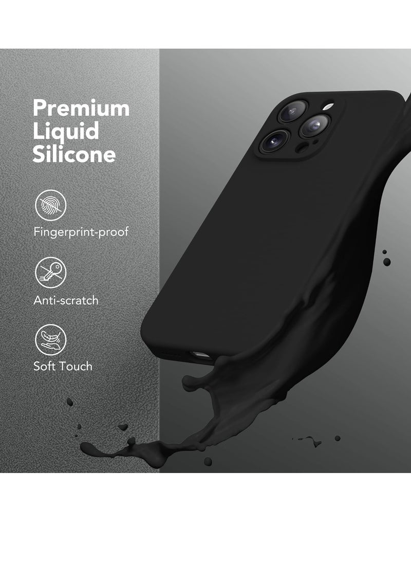 Strong Magnetic for iPhone 15 Pro Max Case Silicone, Compatible with MagSafe, [Camera Protection][2X Screen Protectors]Slim Protective Phone Case, Soft Anti-Scratch Microfiber Lining, Black