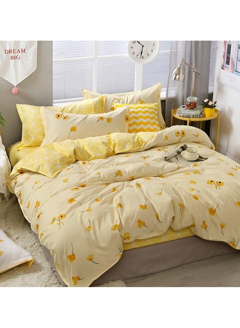 عام طقم غطاء لحاف مكون من 4 قطع، طقم سرير من البوليستر الناعم، طقم لحاف كرتوني بدون قلب، طقم لحاف كرتوني مع غطاء لحاف واحد وشرشف واحد و2 غطاء وسادة - Image 1